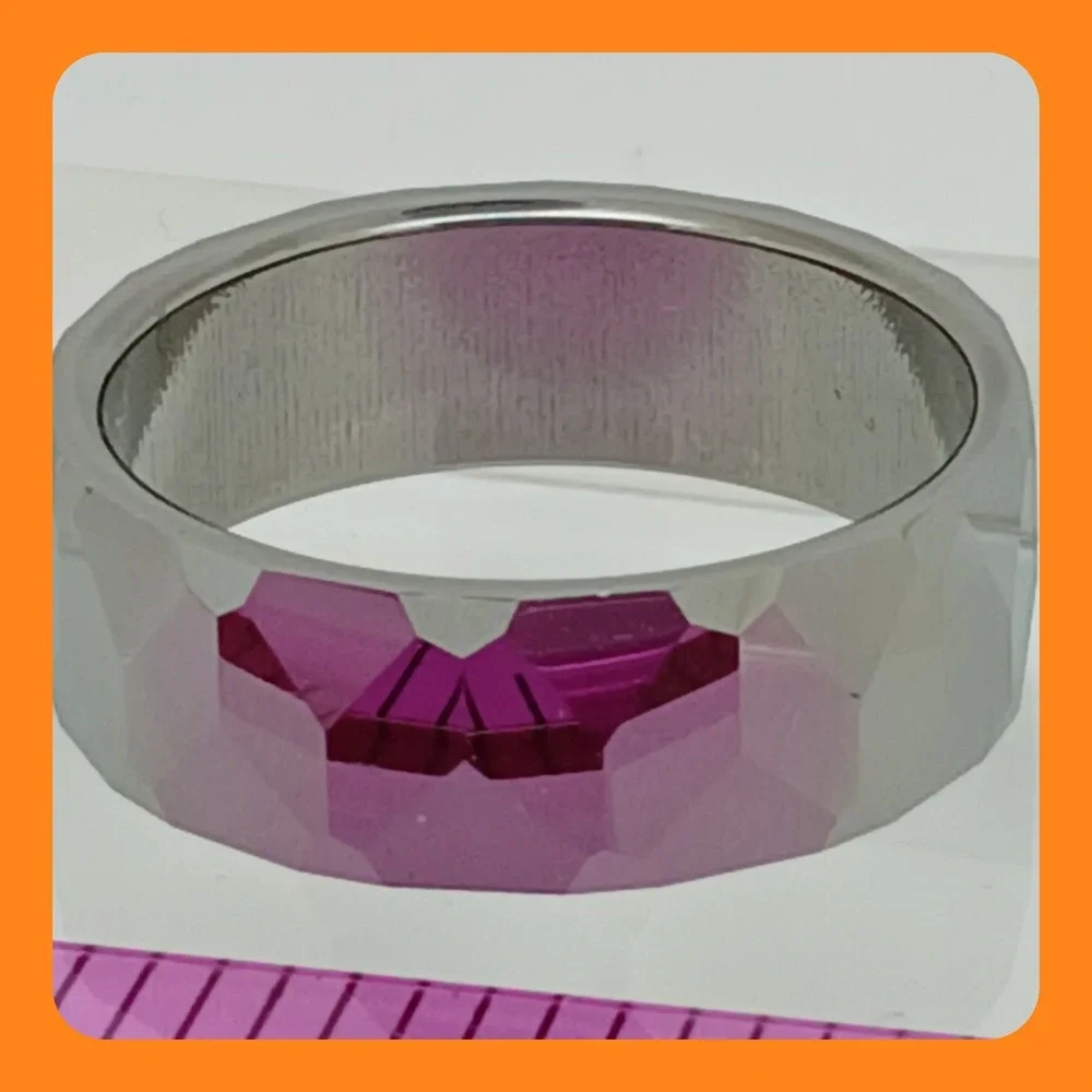 Vintage Tungsten Carbide Faceted Band Ring Mens Size 11.5 8mm Silver 90s Y2K NOS